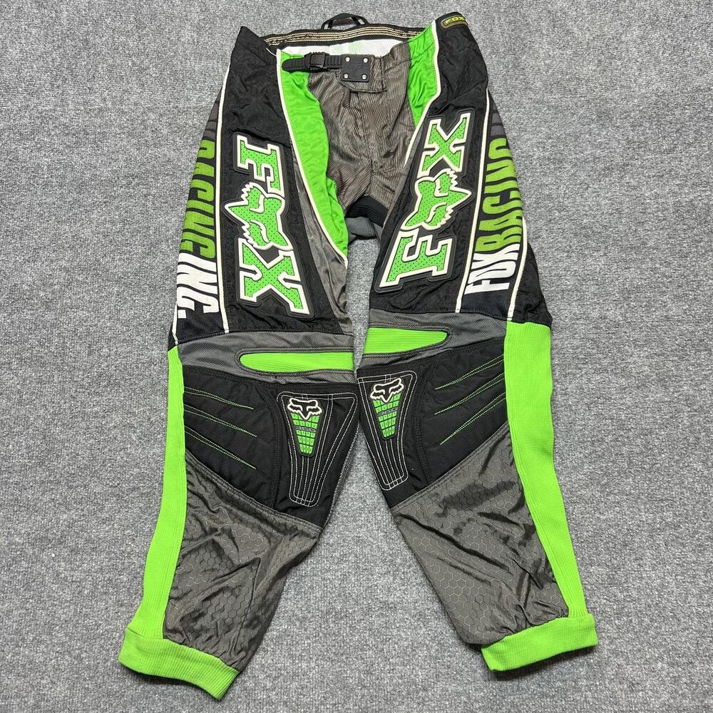Vintage FOX Racing 360 Motion Pants 32" Black Green MX Motocross Moto Offroad